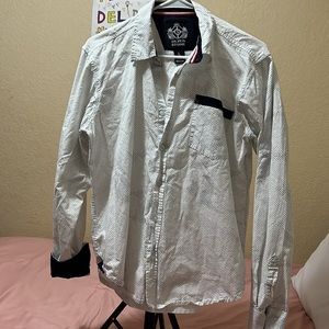 Man’s shirt Silver Stone White, small dots size Large Slim